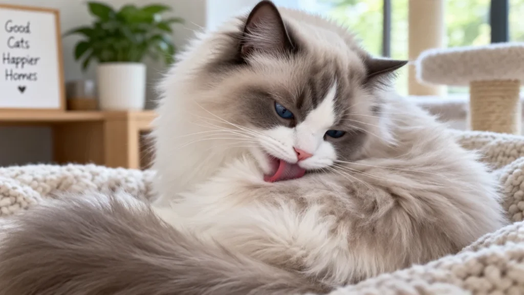 Hairballs in Ragdoll Cats: What Causes Them, How to Prevent Them and When to Be Concerned 1 Ragdoll cat grooming its thick coat. result